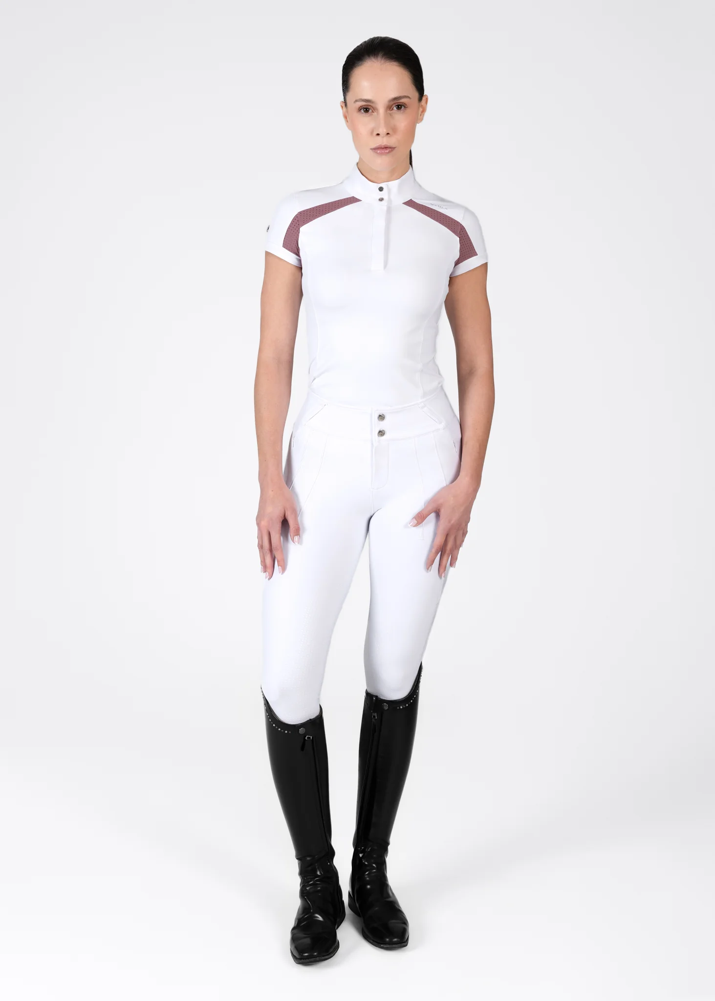 Aveen Short Sleeve Show Shirt (White/Mauve) - Image 7