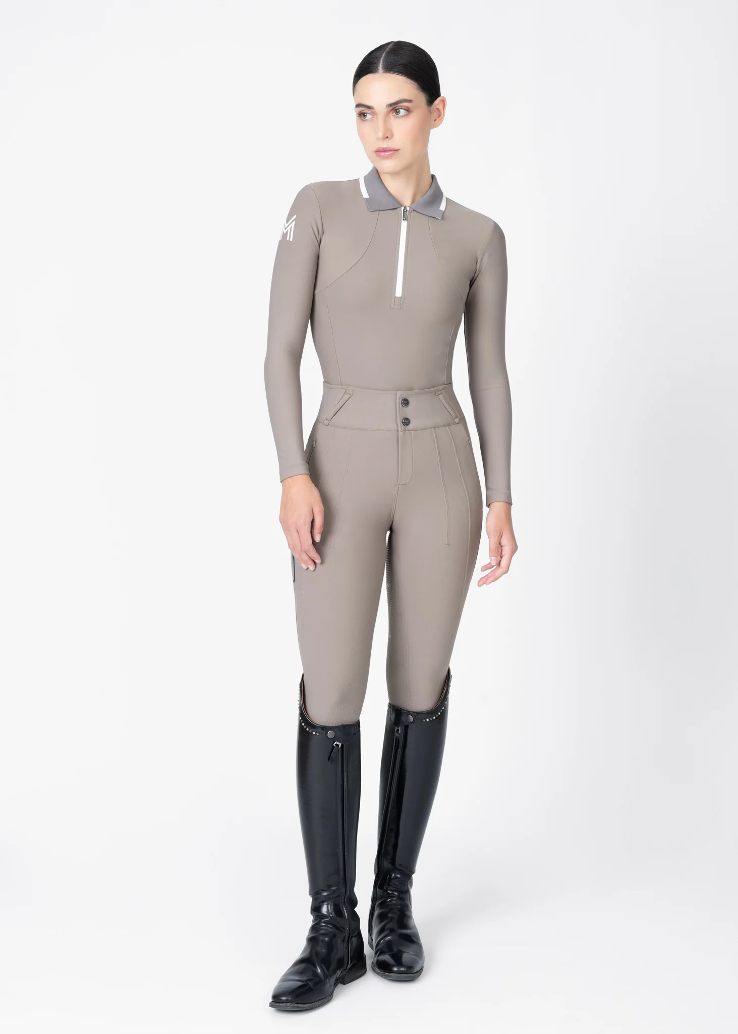 Concept Long Sleeve Polo Shirt (Taupe) - Image 7