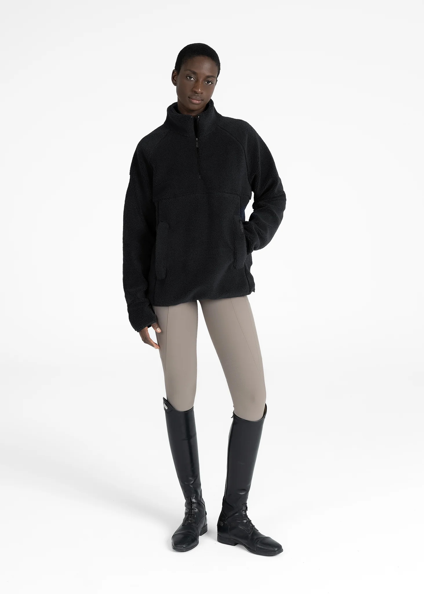 Women Clan Teddy Halfzip (Black) - Image 5