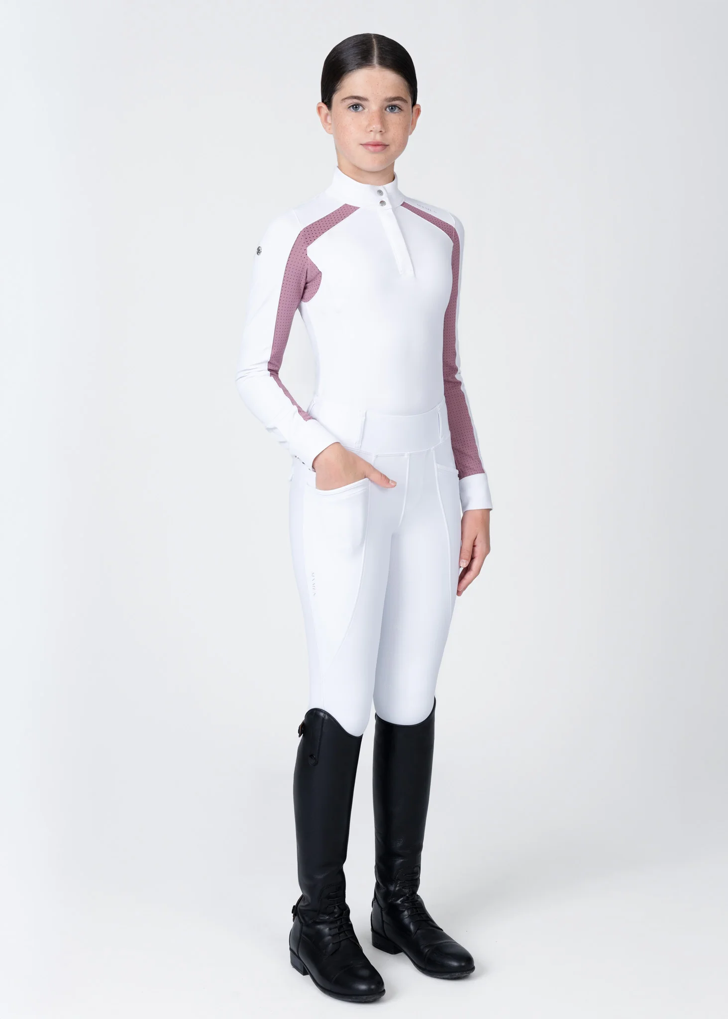 YR Aveen Long Sleeve Show Shirt (White/Mauve) - Image 8