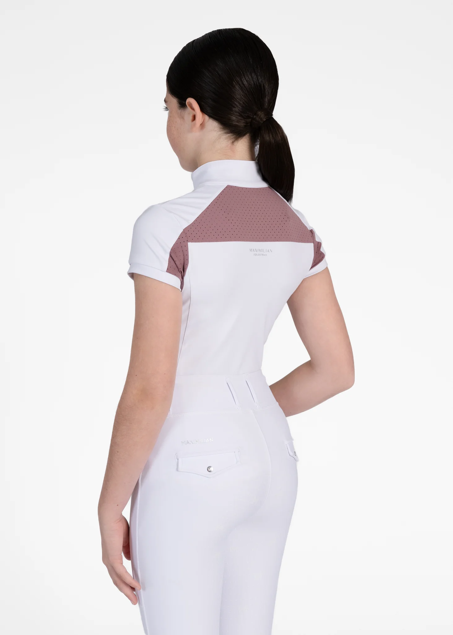 YR Aveen Short Sleeve Show Shirt (White/Mauve) - Image 3