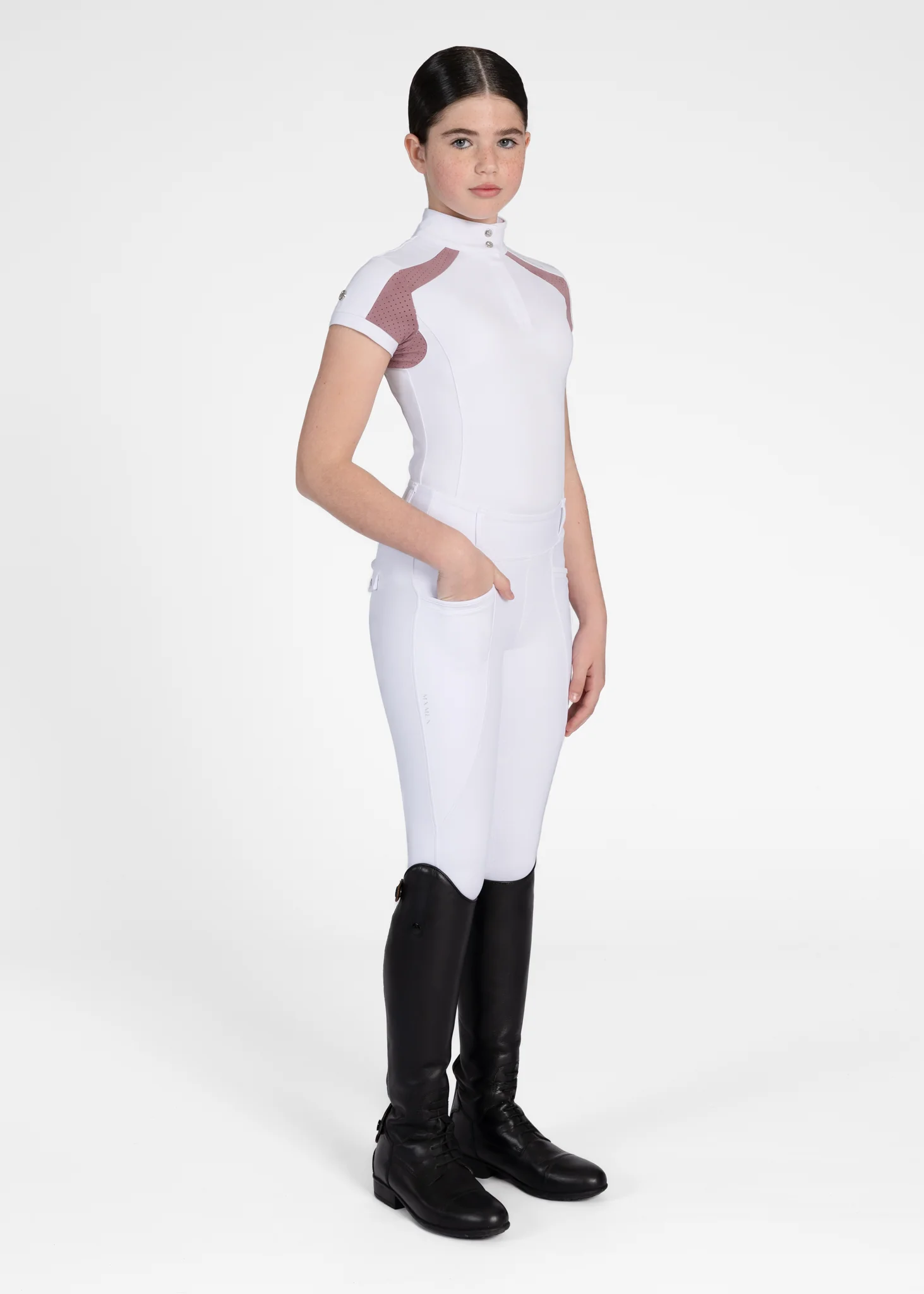 YR Aveen Short Sleeve Show Shirt (White/Mauve) - Image 7
