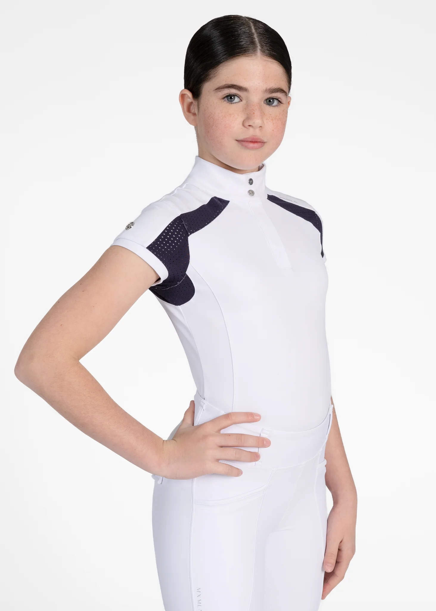 YR Aveen Short Sleeve Show Shirt (White/Navy) - Image 4