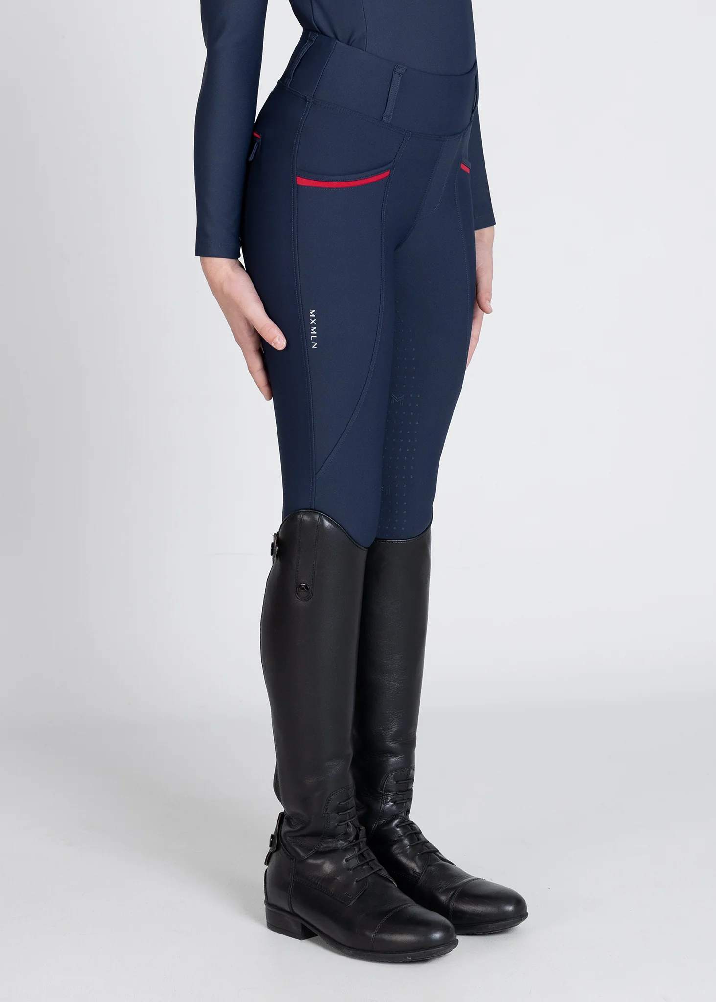 YR Pro Riding Leggings (Navy/Red) - Image 3