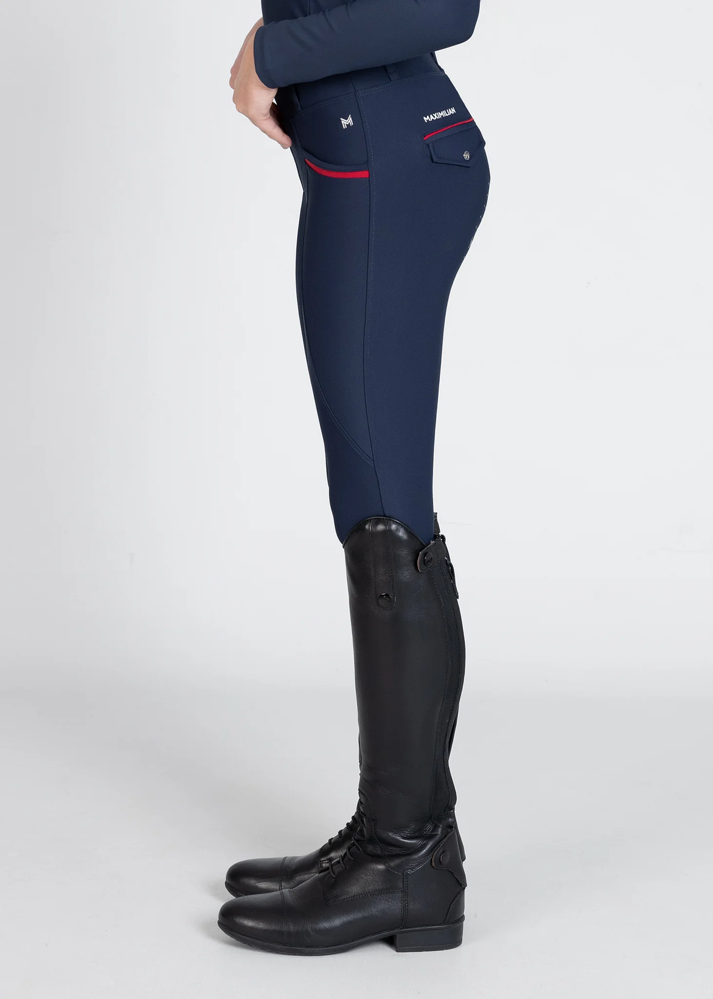 YR Pro Riding Leggings (Navy/Red) - Image 8
